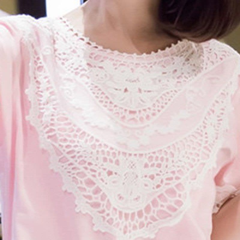 睡衣女夏季韩版纯棉少女睡衣时尚纯色公主蕾丝家居服套装图片