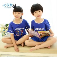 儿童睡衣夏男女童纯棉睡衣休闲短裤五星数字家居服套装
