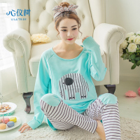 孕妇睡衣秋季新品长袖睡衣女宽松卡通大象月子家居服套装