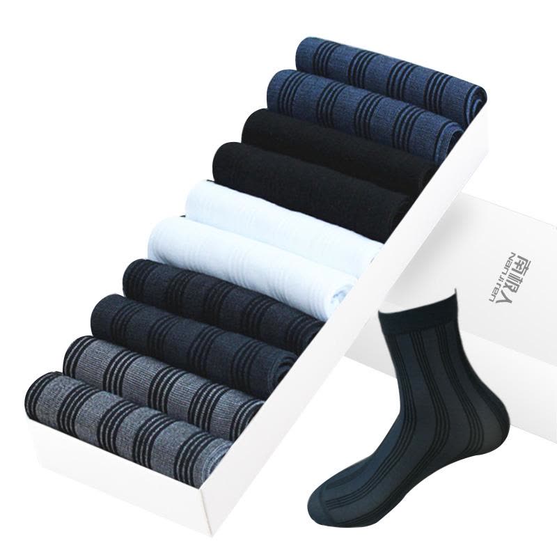 南极人10双装男士短丝袜薄款商务冰丝袜对对男袜防臭中筒透气短袜子夏季S4001图片