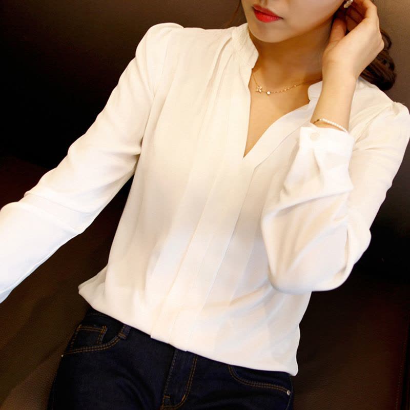 2017春夏新款女式衬衫韩版长袖宽松时尚休闲短袖显瘦雪纺衫图片