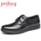 金猴（JINHOU）牛皮男士商务休闲鞋 舒适英伦低帮男鞋 圆头系带皮鞋男Q25168