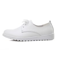 女士单鞋春秋季休闲女鞋英伦风牛津鞋布洛克平跟皮鞋系带平