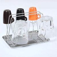 昱州不锈钢杯架六角倒挂架YZ1120S带托盘沥水