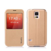 博思拓Bosity新款三星手机壳S5 GALAXYs5手机壳三星 侧翻超薄视窗三星S5手机壳皮套