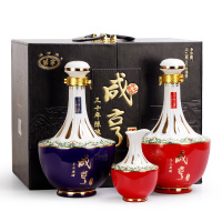 咸亨三十年绍兴产黄酒手工原酒半甜型糯米酒1L*2瓶+分酒器皮礼盒