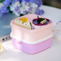 双层学生保温饭盒手提便当盒 微波炉加热饭盒可爱日本式密封防尘