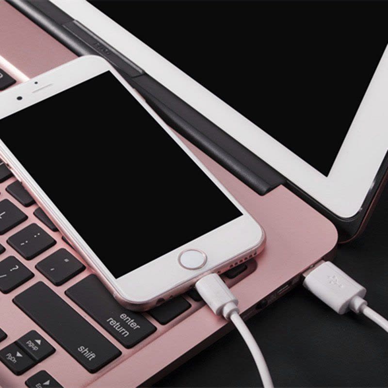 爱酷多(ikodoo)苹果12.9英寸ipad pro蓝牙无线键盘 保护套 内含5600毫安电池带夜光按键（玫瑰金）图片
