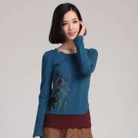 俏艺 2015春装新款女装 韩版圆领棉氨纶长袖修身t恤衫女 1970