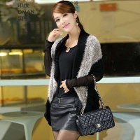 俏艺 2013秋冬新款女装 韩版扭绳长袖毛衣披肩开衫外套 1909