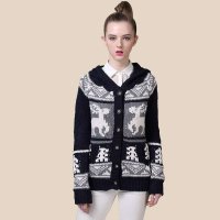 俏艺 2015春装新款女装韩版保暖连帽长袖长款毛衣开衫外套 3186