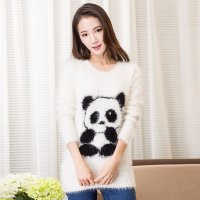 俏艺 2016秋冬新款 韩版熊猫提花保暖加厚打底衫毛衣 3139