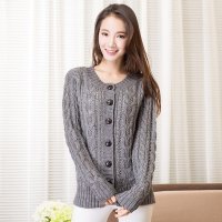 俏艺 2016春夏新款女装韩版羊毛混纺经典百搭长袖毛衣外套 1232