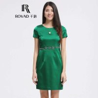 Rovad千路 真丝桑蚕丝女装 新款串珠修身显瘦连衣裙