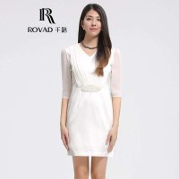 Rovad千路 春夏款女装 女士修身重磅真丝连衣裙
