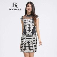 Rovad千路 豹纹花连衣裙 重磅真丝桑蚕丝女裙