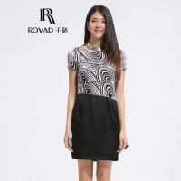 Rovad千路 弧形花真丝连衣裙 重磅桑蚕丝女裙