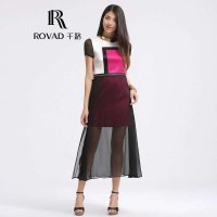 Rovad千路 修身包臀重磅真丝女连衣裙 蕾丝拉链桑蚕丝连衣裙