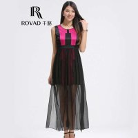 Rovad千路 琴键印花桑蚕丝连衣裙 100%真丝女长裙