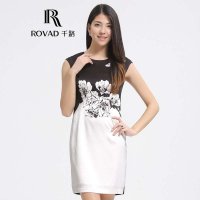 Rovad千路 牡丹花重磅真丝连衣裙 修身桑蚕丝女连衣裙