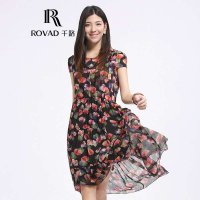 Rovad千路 100%桑蚕丝飘逸连衣裙 波西米亚真丝长裙