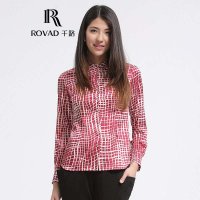 Rovad千路 女士宽松直筒格纹真丝衬衫