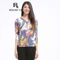 Rovad千路 100%桑蚕丝中袖印花t恤