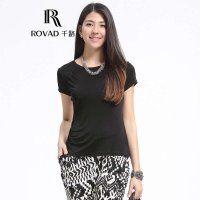 Rovad千路 100%桑蚕丝时尚百搭短袖真丝t恤