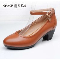 2014新款时尚潮流低跟透气耐磨防水台真皮百搭女士单鞋3508