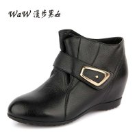 2014新款女鞋 内增高牛皮鞋子 真皮平跟女士皮鞋 搭扣女单鞋6892396