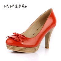 2014春季新款女单鞋真皮亮皮高跟厚底职业韩版时尚女鞋6898262