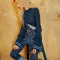 ELFSACK妖精的口袋YB脑洞大开秋装宽松直筒翻边背带牛仔裤1738019预售8.25发女