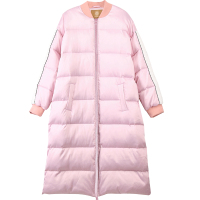 妖精的口袋YP诺曼底登陆冬装2017新款棒球领条纹拼接羽绒服女 1732133