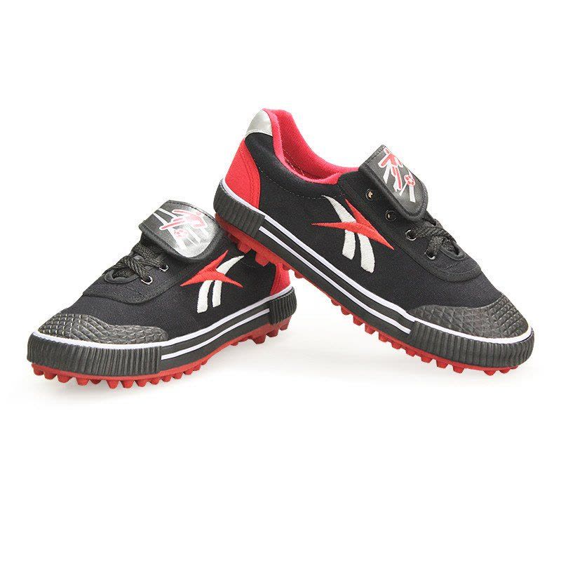 DOUBLESTAR双星DSA852 双星飓风足球鞋棉碎钉底TF室内外训练鞋子黑红男女鞋帆布亲子足球鞋橡胶底图片