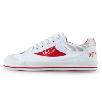 双星大时装男女复古帆布鞋休闲鞋情侣低帮运动休闲经典系带板鞋清新风青春风 白红 30码