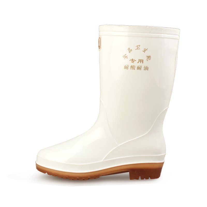 双星食品卫生靴雨靴白色厨房专用橡胶防水 防酸碱油中筒雨鞋四季通用DSA103