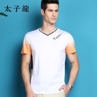 太子龙专柜同款 时尚V领短袖T恤 男 夏季