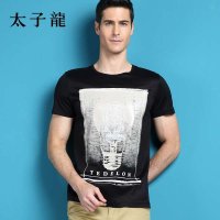 太子龙男装潮男士超薄卡通t恤 天丝棉圆领衫短袖T恤衫
