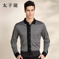 TEDELON/太子龙秋季新款男士天丝棉条纹长袖休闲衬衫