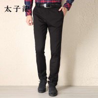 太子龙男装2015秋季新款经典纯色黑色商务直筒休闲裤长裤男裤子