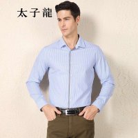 TEDELON/太子龙2015秋季新款纯棉竖条纹小方领长袖正装衬衫
