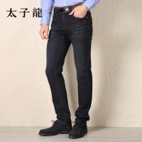 太子龙男装2015秋冬新款男士商务休闲灯芯绒拼接直筒牛仔裤长裤子