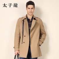 TEDELON/太子龙秋季新款男士上装商务休闲斜拉链风衣外套上衣
