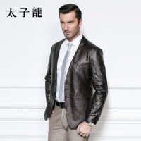 太子龙2015春季新品 男士PU皮西装 两粒扣休闲服男皮装西服外套