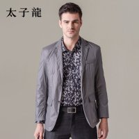 太子龙 2015春季新款 男英伦翻领细纹商务休闲西服外套时尚便西装