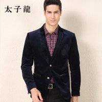 TEDELON/太子龙2015秋季新款男士 刺绣金丝绒休闲服