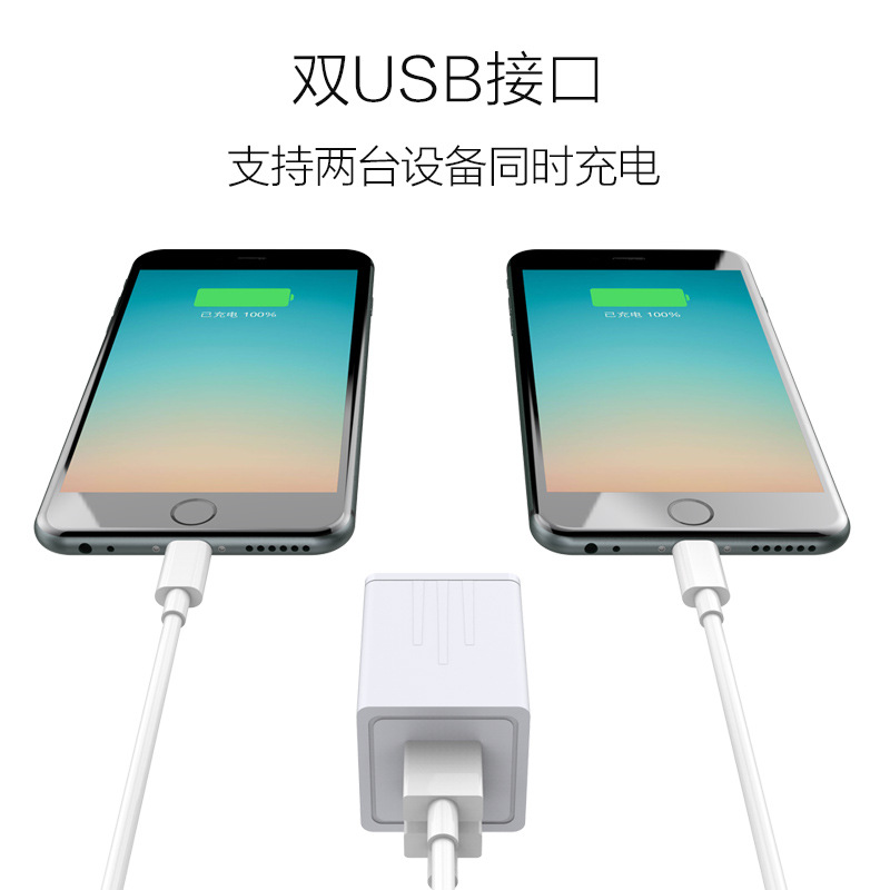 VIPin 充电器 2.1A 支持快充 双USB 接口USB电源适配器 通用手机 平板 苹果 三星 小米 华为 OPPO