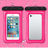 VIPin 新款气囊手机防水袋 潜水套触屏旅行游泳潜水漂流旅游透明拍照密封袋通用苹果 安卓6.5英寸以下手机 粉红色