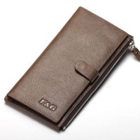 F&G梵谷 新款潮男士多功能真皮长款钱包 拉链多卡位头层牛皮夹子90069-1A