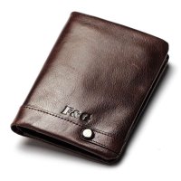 F&G梵谷 男版竖款钱夹油蜡头层牛皮钱包男士钱包 中款商务真皮卡包90016-2A